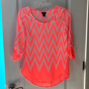 Rue21 neon pink chevron shirt